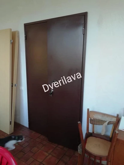 Дверь двупольная коричневая с порошковым напылением