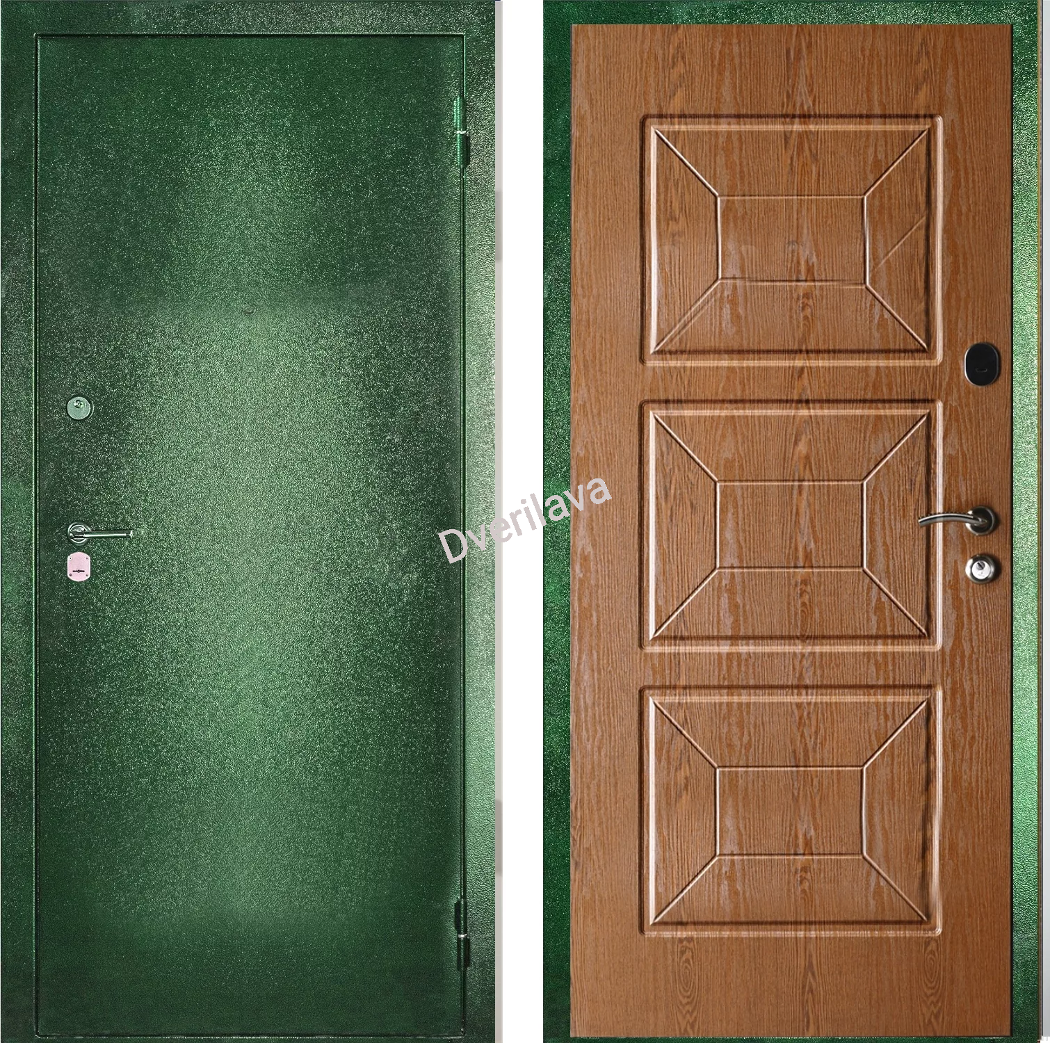 Железная дверь зеленый антик